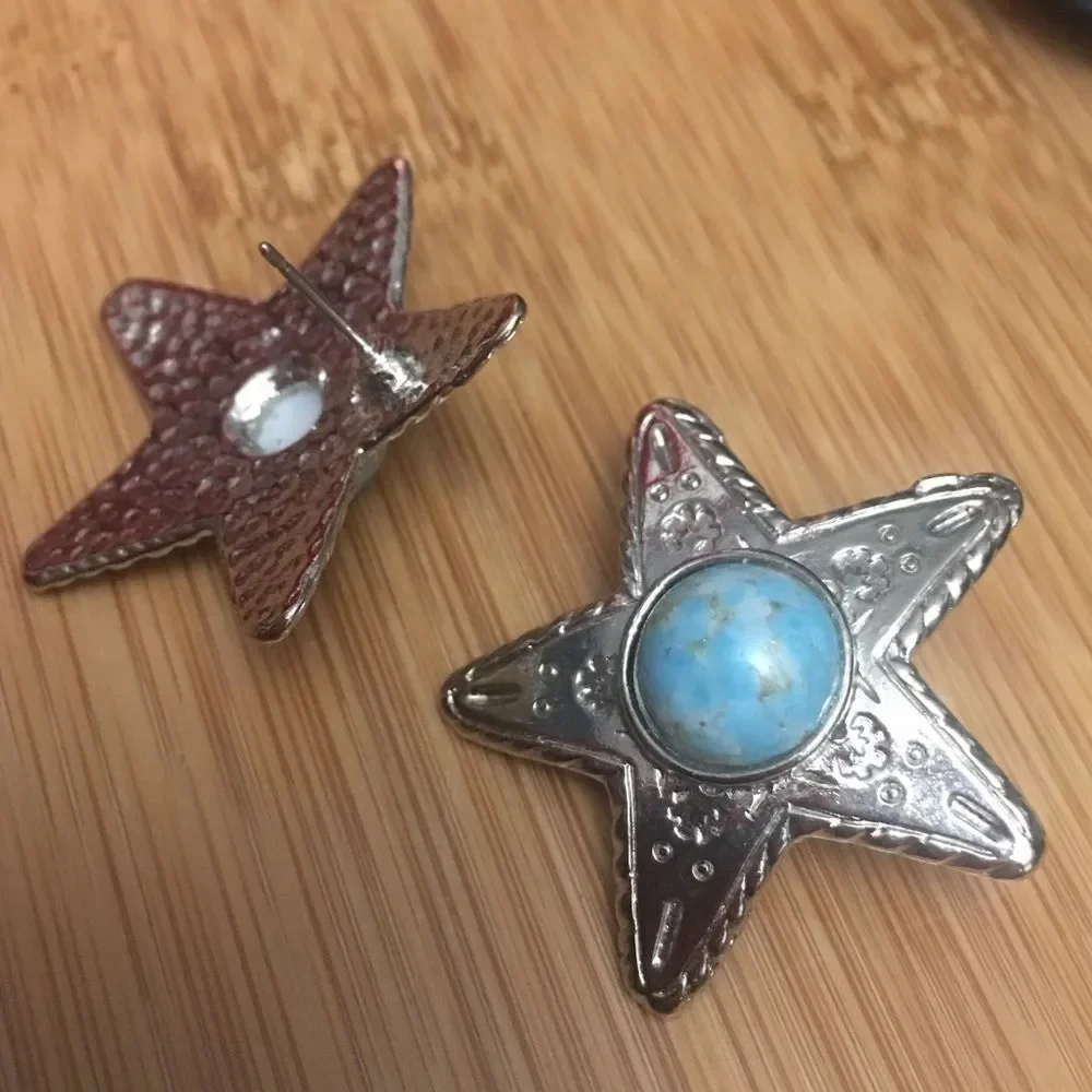 Turquoise Star Earrings - Picture 4 of 5